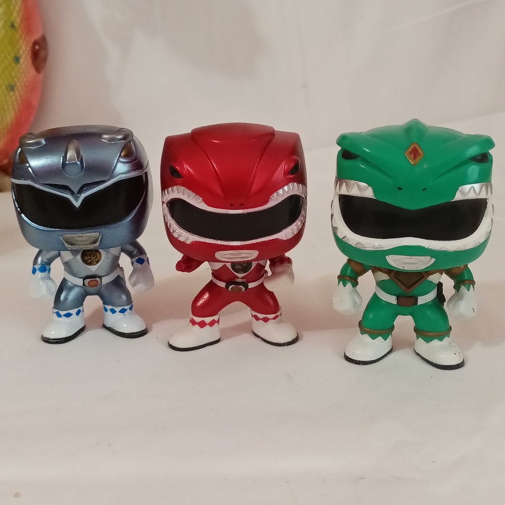 Funko Pop! vinyl figures of the Mighty Morphin Power Rangers.